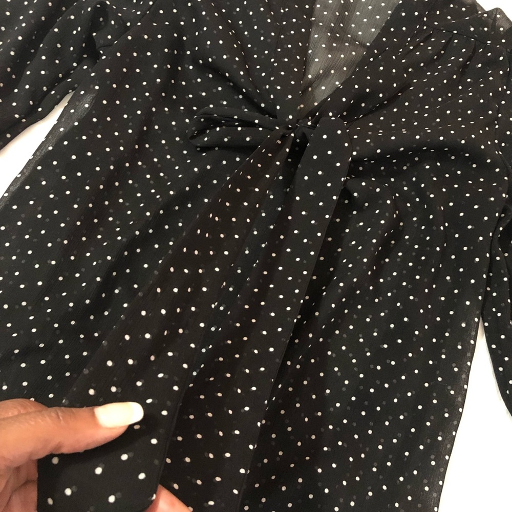 The Limited black/white Polka Dot Sheer Blouse with ties. Excellent condition 🌸